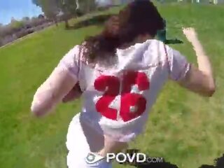 POVD Flexible brunette Kylie Quinn fucked just after football in the park