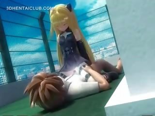Skaistas anime blondīne jāšana randy biedrs par the grīda