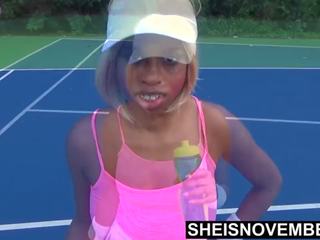 Tiny Ebony Tennis Player Rough Missionary dirty video 1 hour after Lost