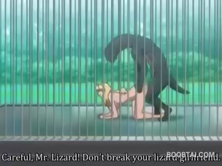 Barmfager anime elskerinne kuse spikret hardt av monster ved den zoo