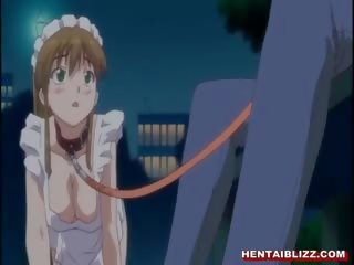 Young Hentai Maid In A Leash Gets Forced To Suck Hard pecker