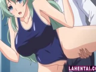 Hentai stunner -ban fürdőruha jelentkeznek fingered és analed