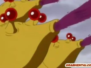 Hentai girls caught and sensational drilled by monster tentacles